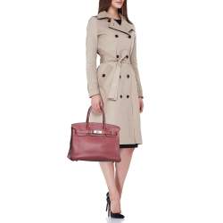 Hermes Tosca Taurillon Clemence Leather Palladium Finish Birkin 30 Bag