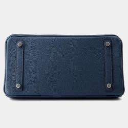 Pre Owned Hermes Birkin 30 Blue De Prusse Togo Leather Top Handle Bag