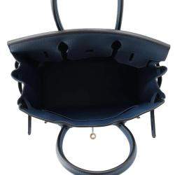 Pre Owned Hermes Birkin 30 Blue De Prusse Togo Leather Top Handle Bag