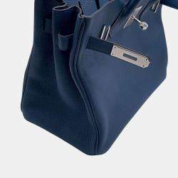 Pre Owned Hermes Birkin 30 Blue De Prusse Togo Leather Top Handle Bag
