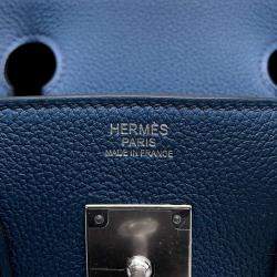 Pre Owned Hermes Birkin 30 Blue De Prusse Togo Leather Top Handle Bag