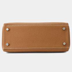 Hermes Kelly Retourne 25 Gold Togo Leather Top Handle Bag