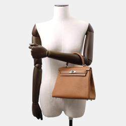 Hermes Kelly Retourne 25 Gold Togo Leather Top Handle Bag