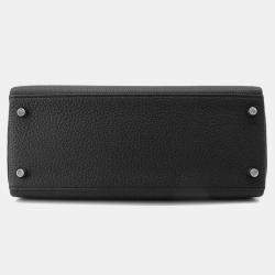 Hermes Kelly Retourne 28 Black Togo Leather Top Handle Bag