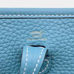 Hermes Evelyne Long TPM Blue Jean Taurillon Clemence Leather Shoulder Bag