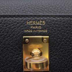 Hermes Kelly Retourne 25 Black Togo Leather Top Handle Bag