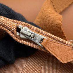 Hermes Gold Toile Chevrons Leather Valparaiso PM