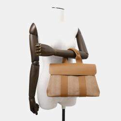 Hermes Gold Toile Chevrons Leather Valparaiso PM