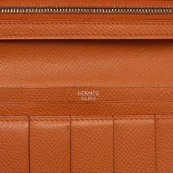 Hermes Moutarde Epsom Leather Bearn Gusset Wallet