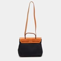 Hermes Black/Natural Toile and Vache Hunter Herbag 31 Bag
