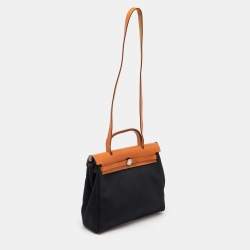 Hermes Black/Natural Toile and Vache Hunter Herbag 31 Bag