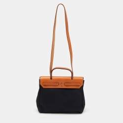 Hermes Black/Natural Toile and Vache Hunter Herbag 31 Bag