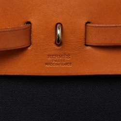 Hermes Black/Natural Toile and Vache Hunter Herbag 31 Bag