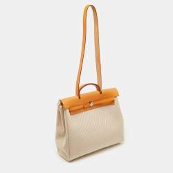 Pre Owned Hermes Ecru/Natural Toile and Vache Hunter 2-in-1 Herbag 39 Bag