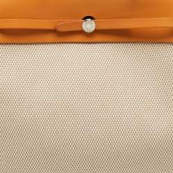 Pre Owned Hermes Ecru/Natural Toile and Vache Hunter 2-in-1 Herbag 39 Bag