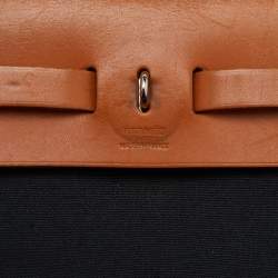 Hermès Black/Natural Toile and Vache Hunter Herbag 31 Bag