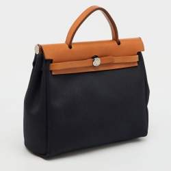 Hermès Black/Natural Toile and Vache Hunter Herbag 31 Bag