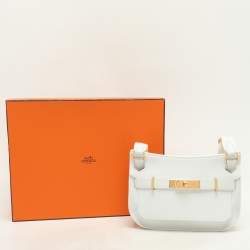 Hermes New White Swift Leather Gold Finish Jypsiere Mini Bag