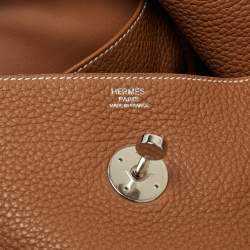Hermes Gold Taurillon Clemence Leather Palladium Finished Lindy 34 Bag