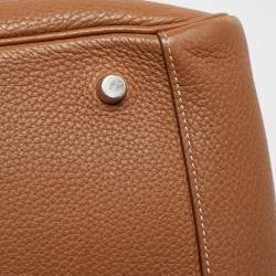 Hermes Gold Taurillon Clemence Leather Palladium Finished Lindy 34 Bag