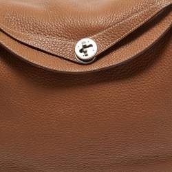 Hermes Gold Taurillon Clemence Leather Palladium Finished Lindy 34 Bag
