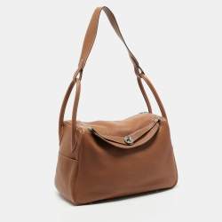 Hermes Gold Taurillon Clemence Leather Palladium Finished Lindy 34 Bag