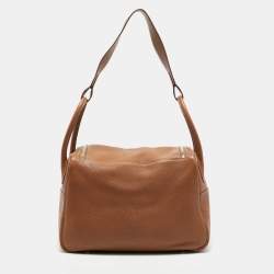 Hermes Gold Taurillon Clemence Leather Palladium Finished Lindy 34 Bag