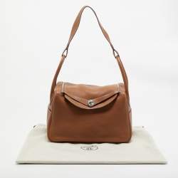 Hermes Gold Taurillon Clemence Leather Palladium Finished Lindy 34 Bag