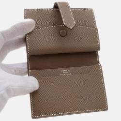 Hermes Bearn Mini Etoupe Grey Epsom Leather Business Card Holder
