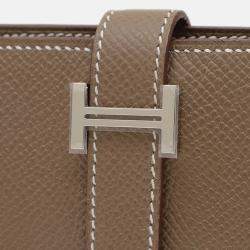 Hermes Bearn Mini Etoupe Grey Epsom Leather Business Card Holder