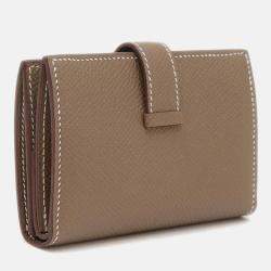 Hermes Bearn Mini Etoupe Grey Epsom Leather Business Card Holder
