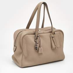 Pre Owned Hermès Etoupe Taurillon Clemence Leather Victoria II Fourre Tout 35 Bag