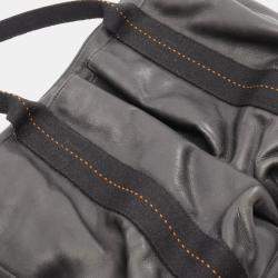 Pre Owned Hermes Caravan Horizontal MM Black Derma Leather Crossbody Bag