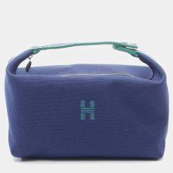 Hermes Bride-a-Brac GM Navy Blue Canvas Hand Bag