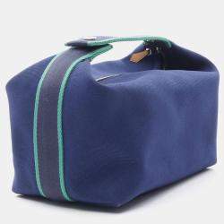 Hermes Bride-a-Brac GM Navy/Green/Blue Canvas Pouch