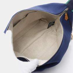 Hermes Bride-a-Brac GM Navy/Green/Blue Canvas Pouch