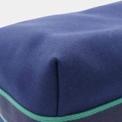 Hermes Bride-a-Brac GM Navy/Green/Blue Canvas Pouch
