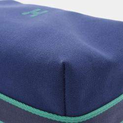 Hermes Bride-a-Brac GM Navy/Green/Blue Canvas Pouch