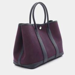 Pre Owned Hermes Garden Party TPM Cassis Negonda Leather Tote Bag