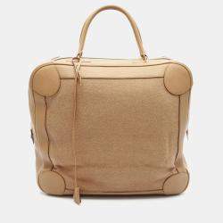 Hermes Omnibus GM Tabac Taurillon Clemence Wool Top Handle Bag