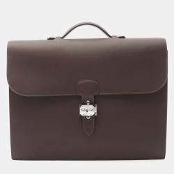 Hermes Sac a Depeches 38 Chocolat Leather Briefcase
