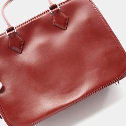 Hermes Plume 28 Rouge H Box Calf Leather Top Handle Bag