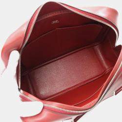 Hermes Plume 28 Rouge H Box Calf Leather Top Handle Bag