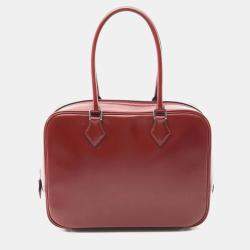 Hermes Plume 28 Rouge H Box Calf Leather Top Handle Bag