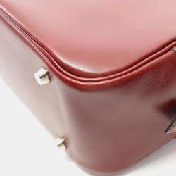 Hermes Plume 28 Rouge H Box Calf Leather Top Handle Bag
