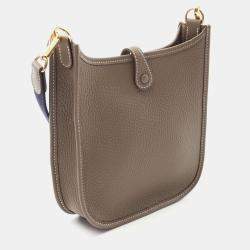 Hermes Evelyne TPM 16 Etroupe Grey/Brown Taurillon Clemence Crossbody Bag