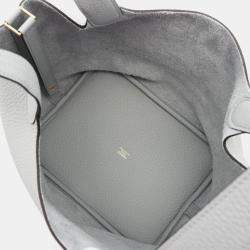 Hermes Picotin Lock 22 Blue Pale Taurillon Clemence Tote Bag