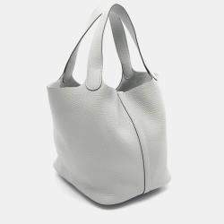 Hermes Picotin Lock 22 Blue Pale Taurillon Clemence Tote Bag