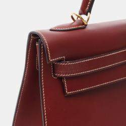 Hermes Kelly 32 Rouge H Chamonix Leather Shoulder Bag