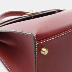 Hermes Kelly 32 Rouge H Chamonix Leather Shoulder Bag